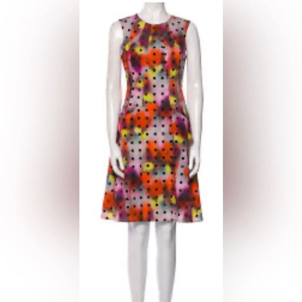 Lela Rose Polka Dot Multicolor Watercolor Dress size2